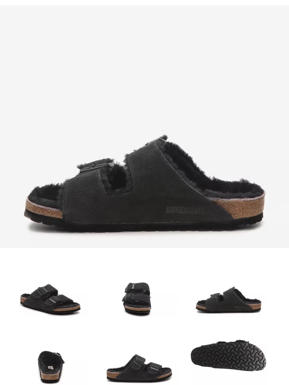 Birkenstock Arizona 37 L6 M4 shearling Black Slide Sandals
